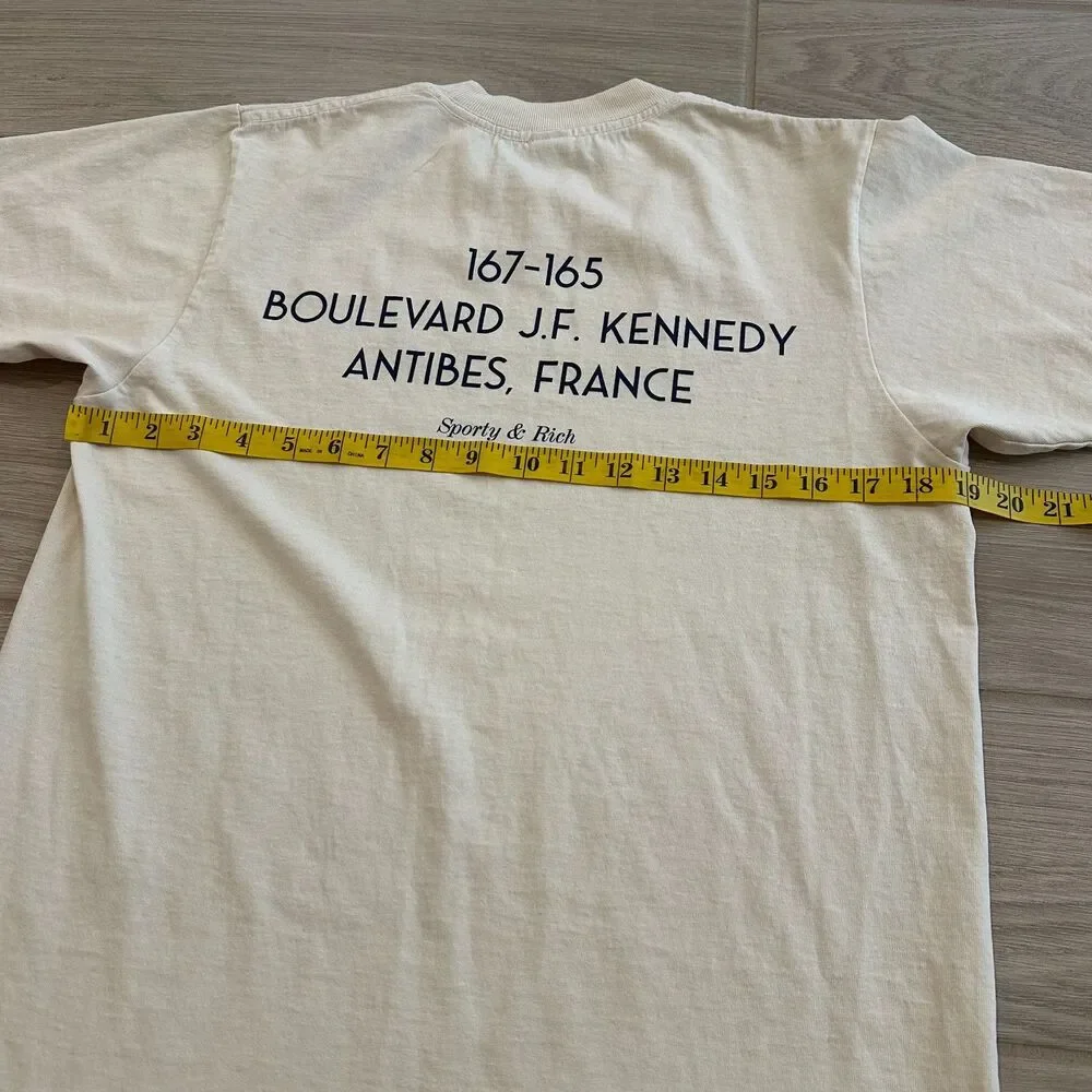 SPORTY & RICH x Hotel Du Cap Eden-Roc Crest Logo T-shirt Size S - Picture 5 of 5